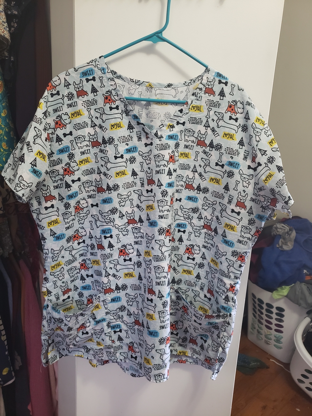 Scrubfinity Women's Scrub Top With Adorable Dog Print